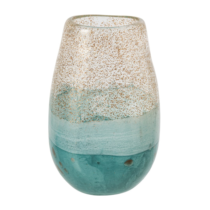 J-Line vase - verre - turquoise/doré - large