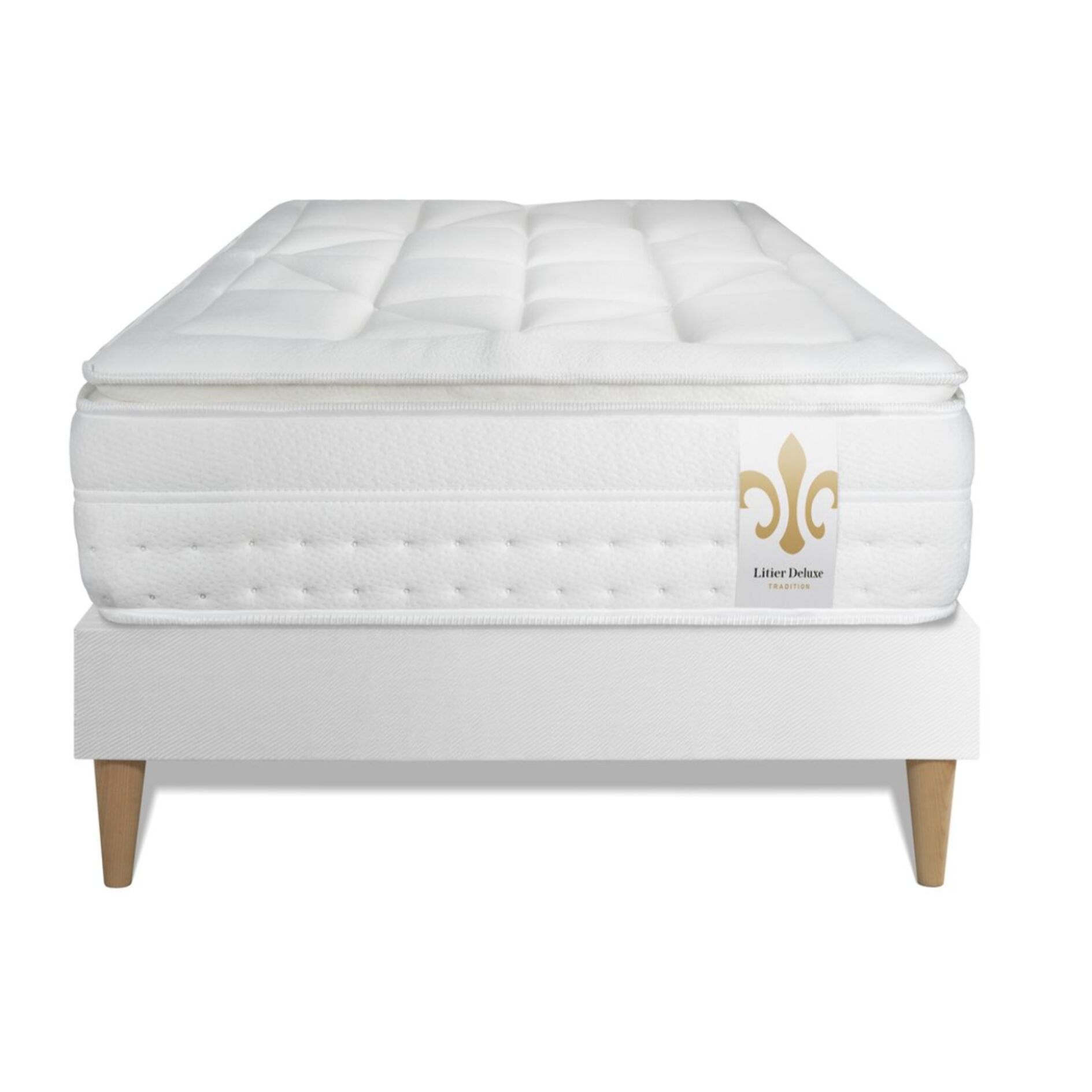 Ensemble Matelas Vingt-Huit PLUS - 28cm - Ressorts ensachés et mémoire de forme - Technologie hôtelière - Sommier Tapissier Blanc