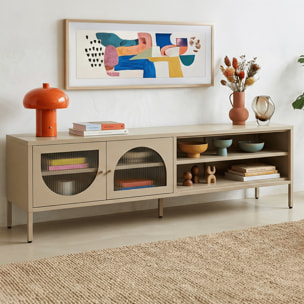 Meuble TV 2 portes 2 niches en métal - YSIA