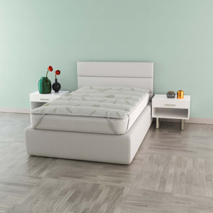 TOPPER TRAPUNTATO CON ELASTICI ALOE- BIANCO, SINGOLO