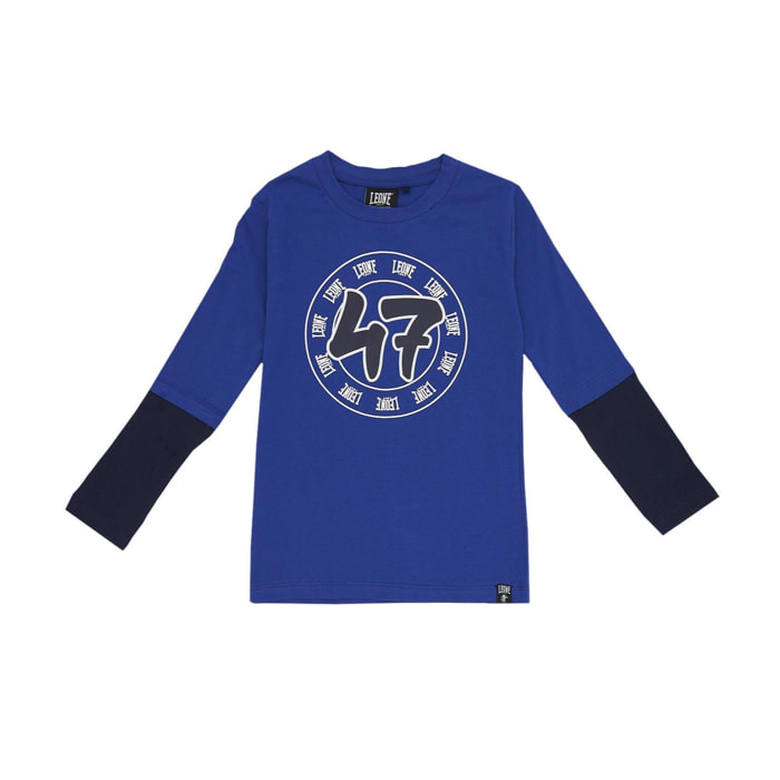 Camiseta infantil bicolor de manga larga con estampado Basic
