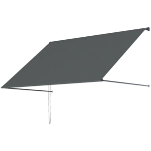 Store banne manuel inclinaison réglable acier alu. dim. 195L x 120l (avancée) cm polyester imperméabilisé anti-UV gris