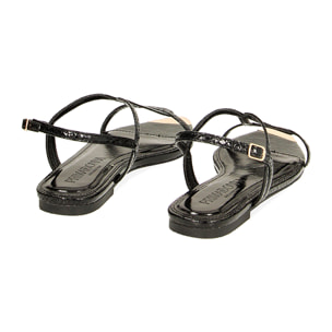 Sandali bassi neri in pitone