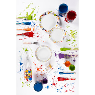 Service 18 assiettes Excelsa Dripping, porcelaine, multicolore