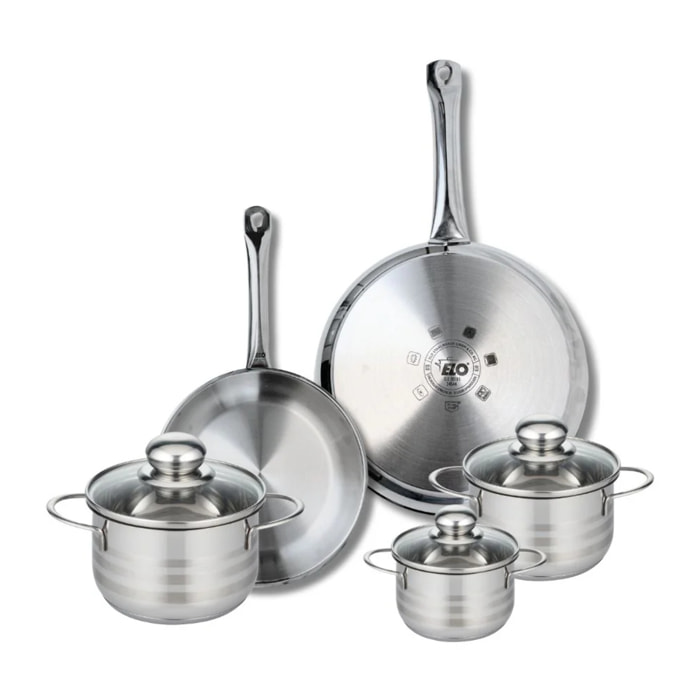 Ensemble de 2 Poêles de cuisson 24 et 28 cm et 3 faitouts 12, 14 et 16 cm Elo Profi Brillant