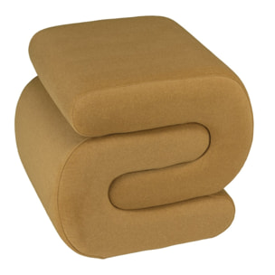 LEOPOLD - Pouf en tissu effet velours jaune moutarde