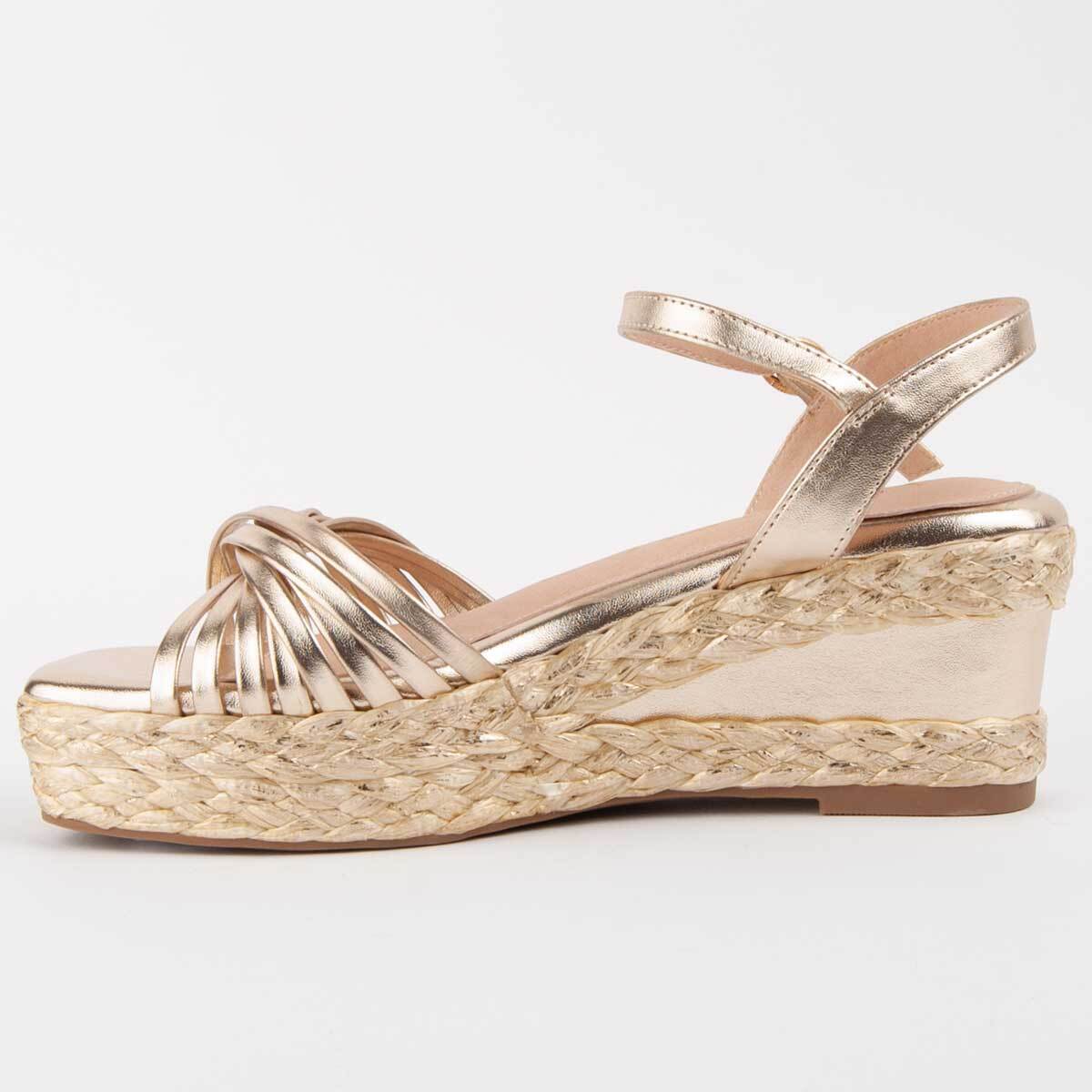 Sandalia De Cuña - Dorado - Altura: 7 Cm