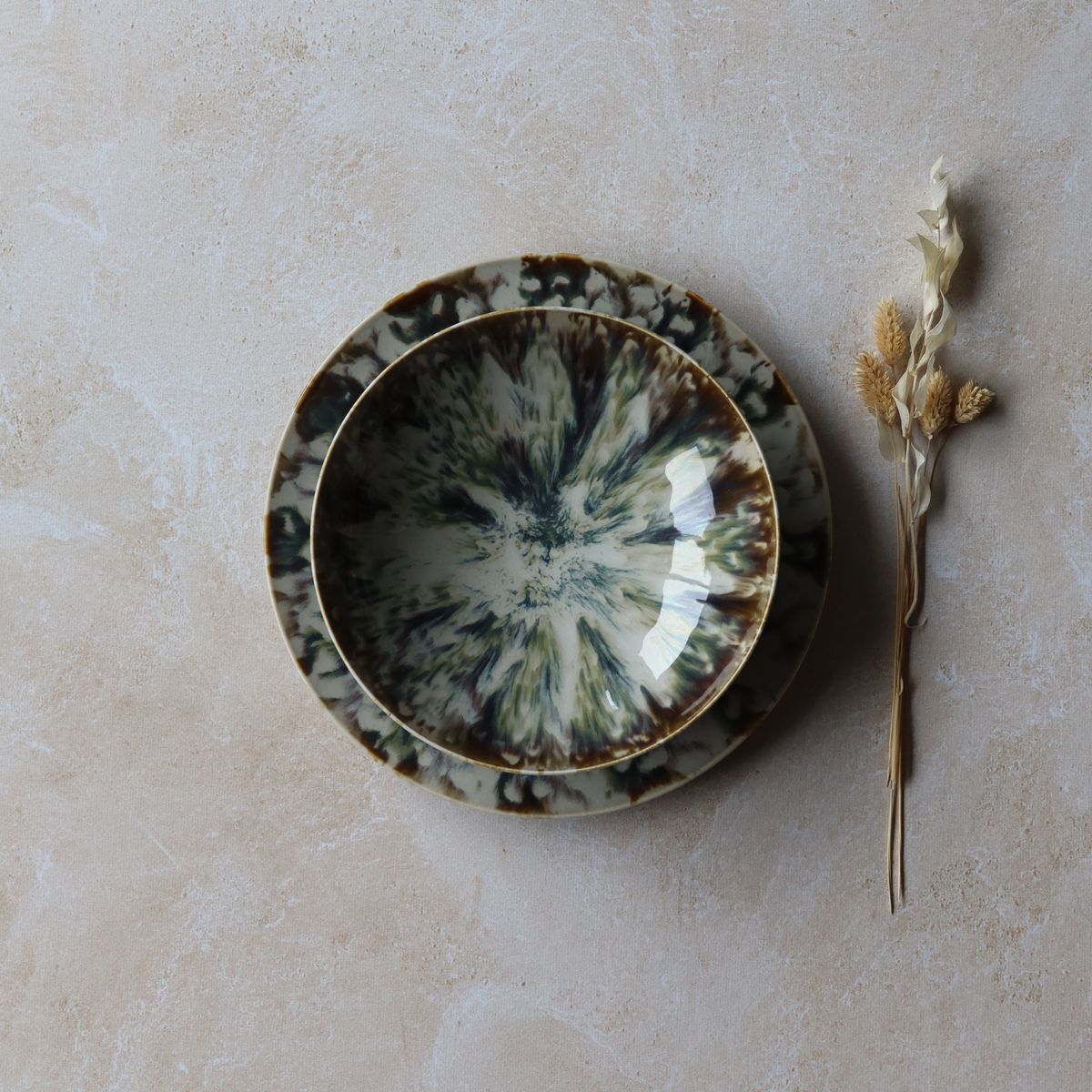 Lot de 6 assiettes creuses abstraites en porcelaine 21cm MAKA