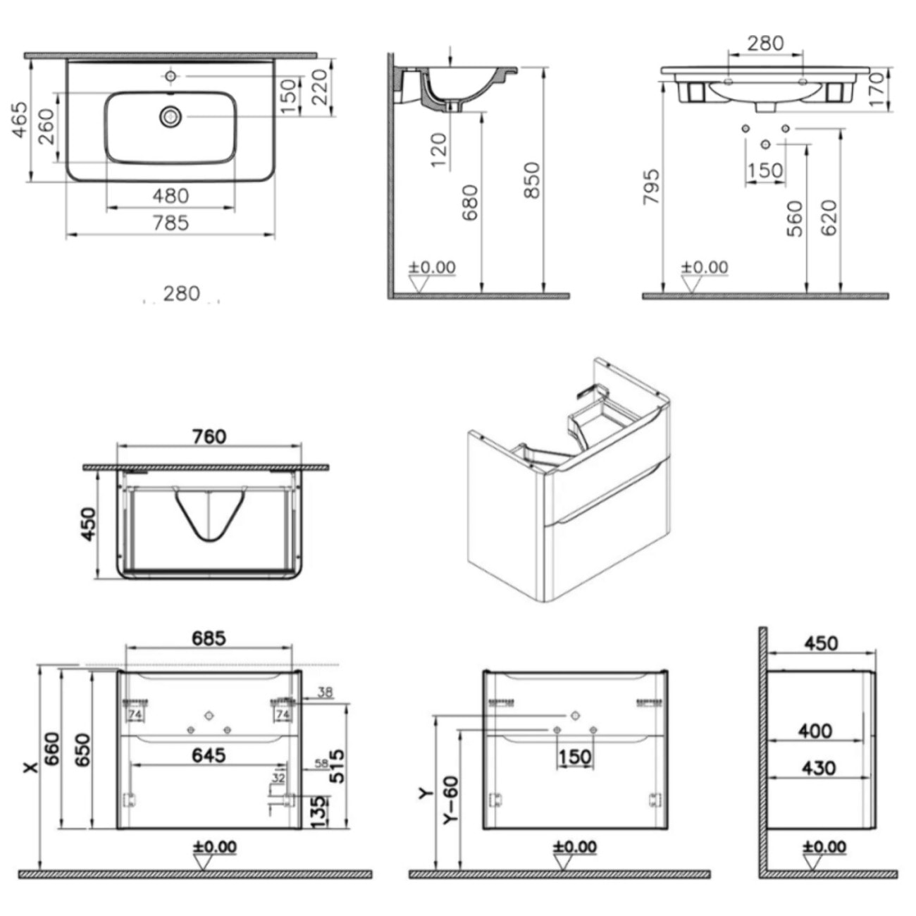 meuble vasque supendu VITRA Sento Round 80cm Vert mat