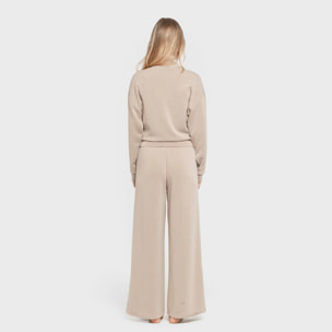 Felpa a collo alto in stile modal da donna beige