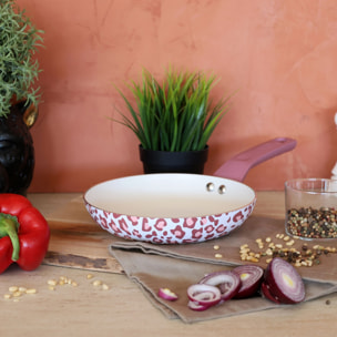 Poêle en aluminium recyclé 20cm léopard rose - tous feux LEOPARD