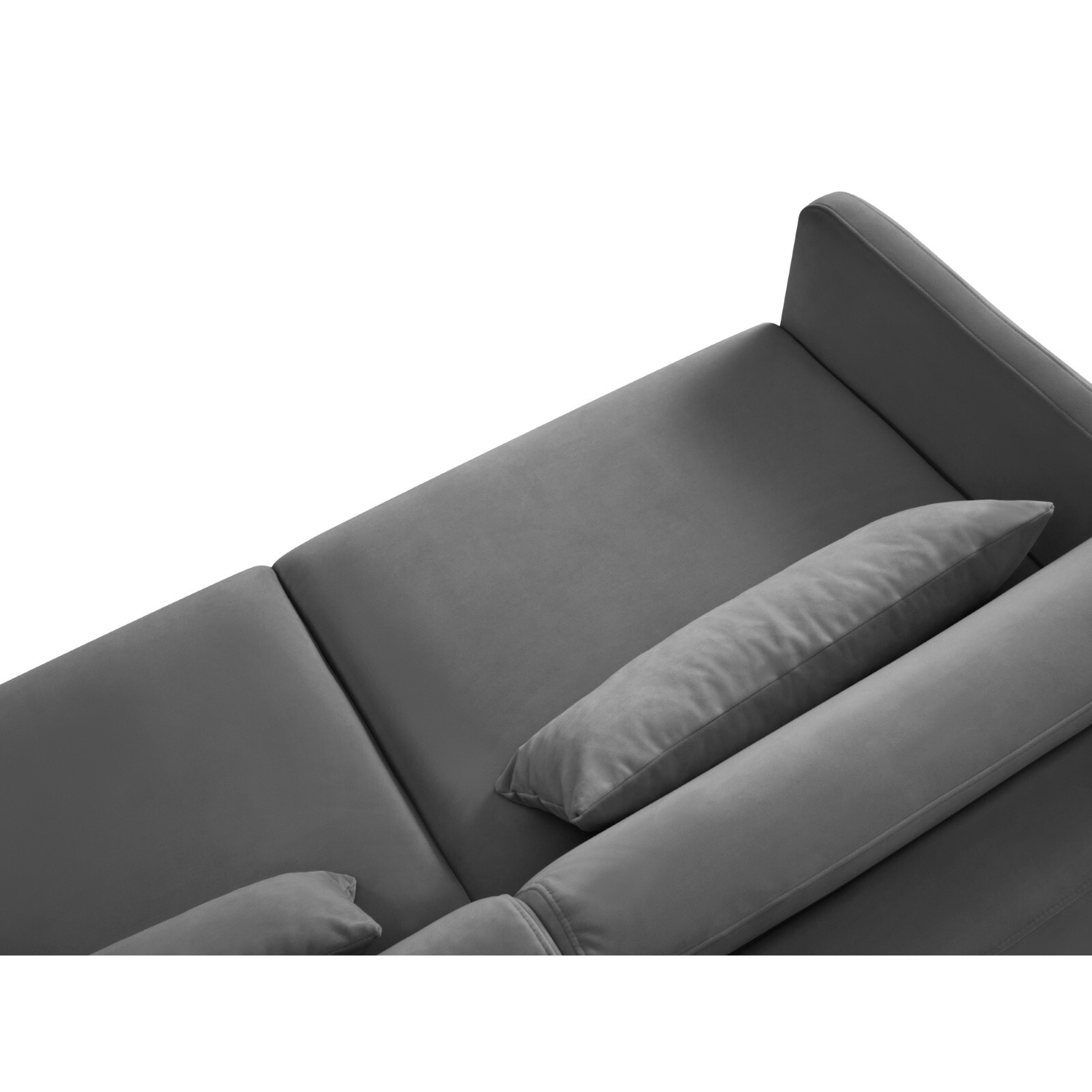 Canapé d'angle droit convertible "Yanis" 5 places en velours gris foncé
