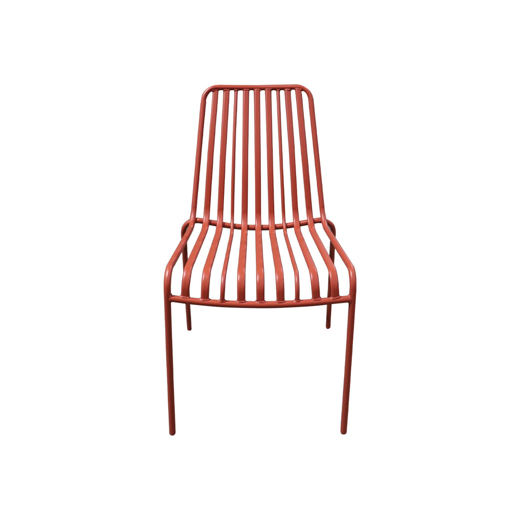 Lot de 2 chaises de jardin FLORIDA terracotta empilable en acier. L 59 x P 47.5 x H 78 cm