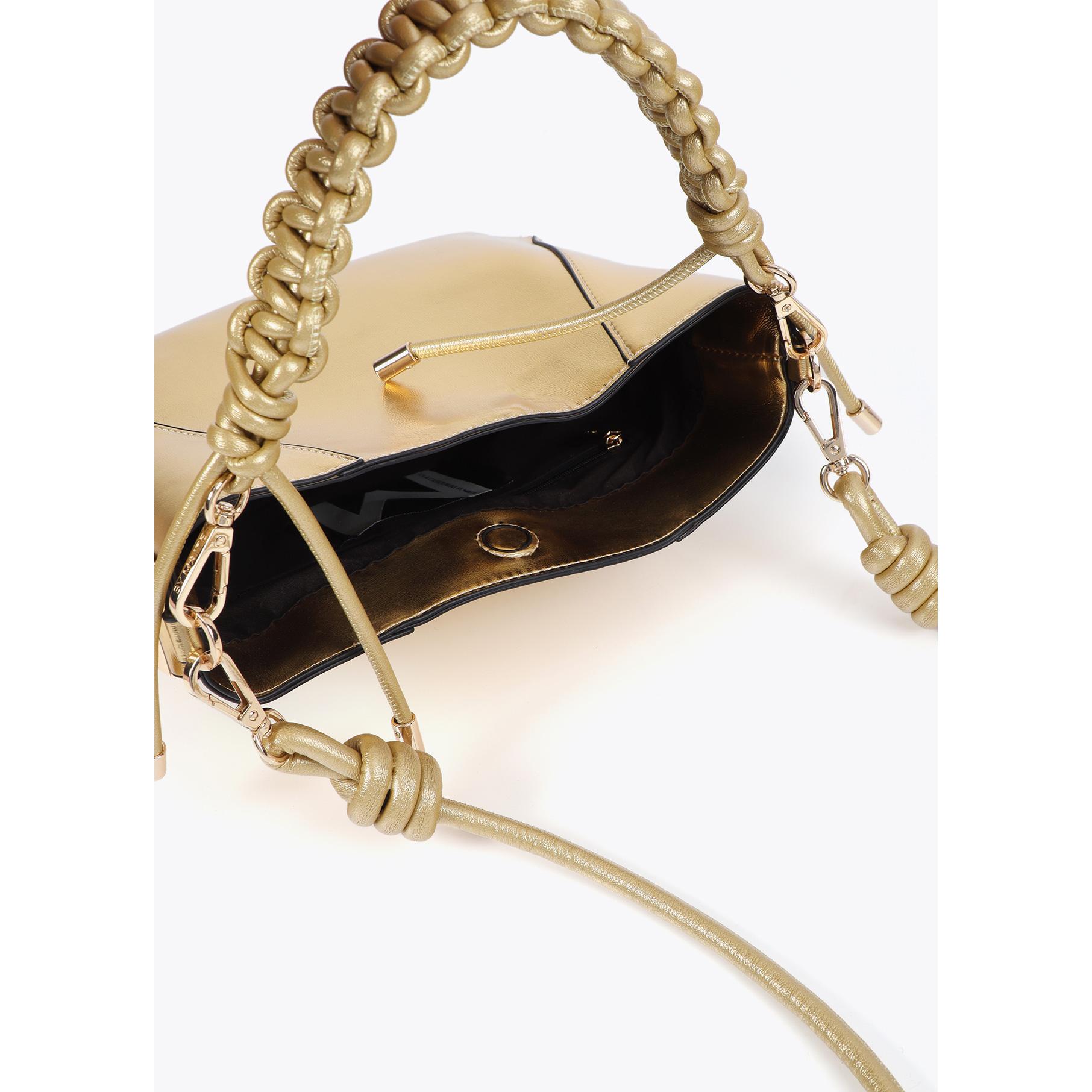 Borsa con manico intrecciato effetto pelle