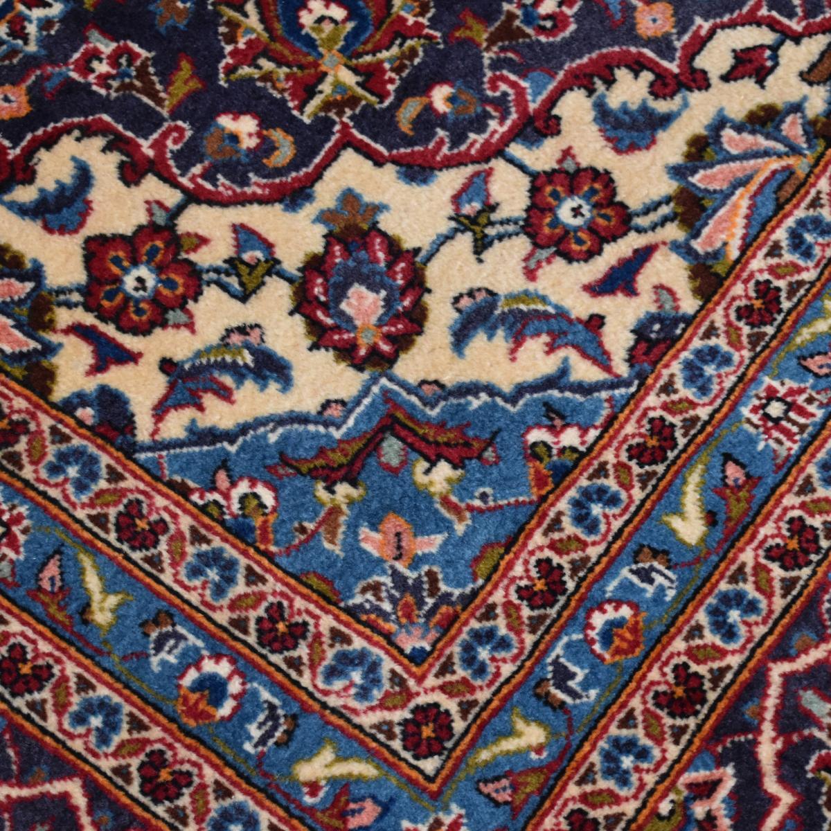 Authentique tapis persan Kashan de grandes dimensions, pièce unique, noué à la main en laine