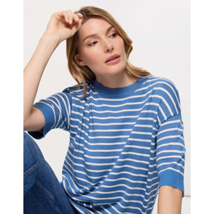 Camiseta de Punto a Rayas Azul - Gratera