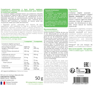 ISN - Stomacalm Reflux - Complément alimentaire à base d'actifs d'origine naturelle - Confort de l'estomac - Convient aux femmes enceintes - 20 comprimés à croquer
