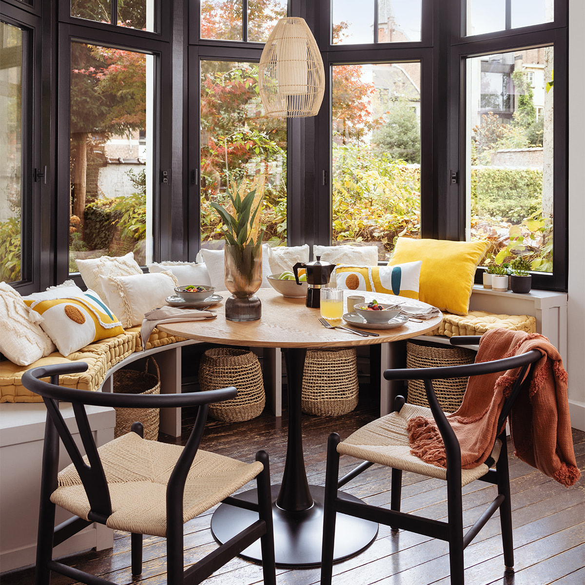 Table à manger "Elias" - métal & bois D100 cm