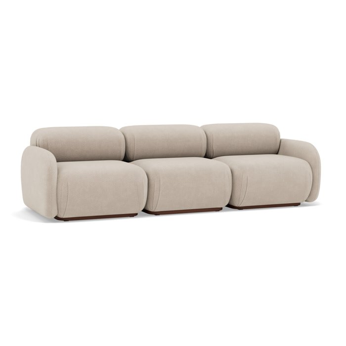 Penelope - canapé droit modulable 3 places en velours texturé - Beige