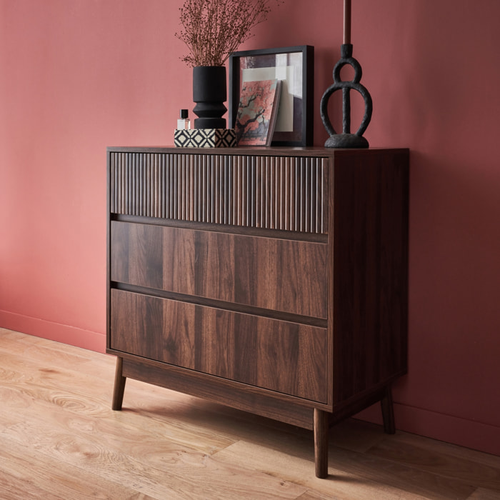 Commode décor bois 3 tiroirs LINEAR