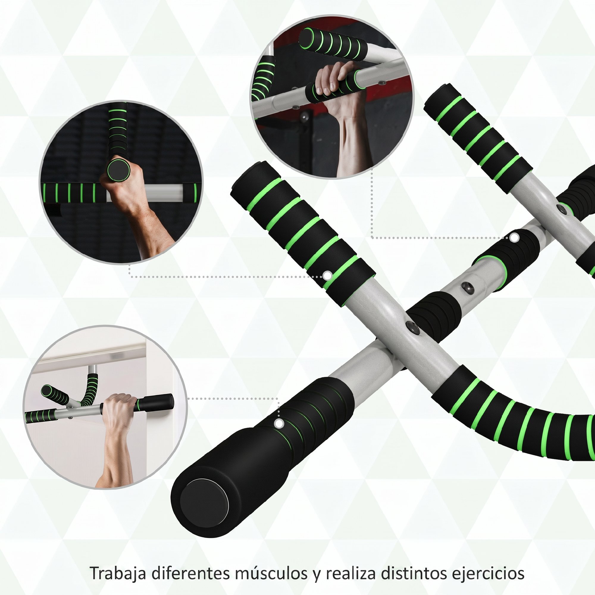 Barra de Dominadas Multifuncional Barra de Dominadas de Pared con Mangos Antideslizantes Carga 110 kg para Ejercicio y Entrenamiento en Casa Gimnasio Gris y Negro