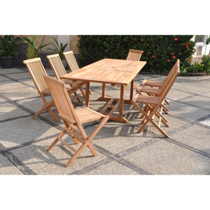 Table de jardin rectangulaire et 8 chaises en teck ADAGNA