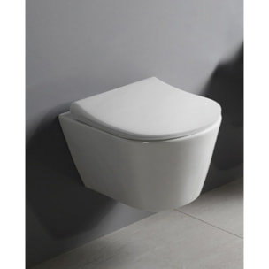 Pack WC Bâti-support autoportant, WC sans bride Lucco Avva, Abattant softclose, Plaque Chrome