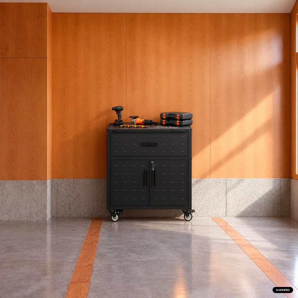 Meuble bas de rangement pour garage avec 1 tiroir et 2 portes  BOBBY
