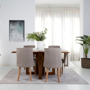 Table à manger pliante Tan -bois massif de mindi et placage naturel de mindi-couleur teck 160 x 78 x 90 cm