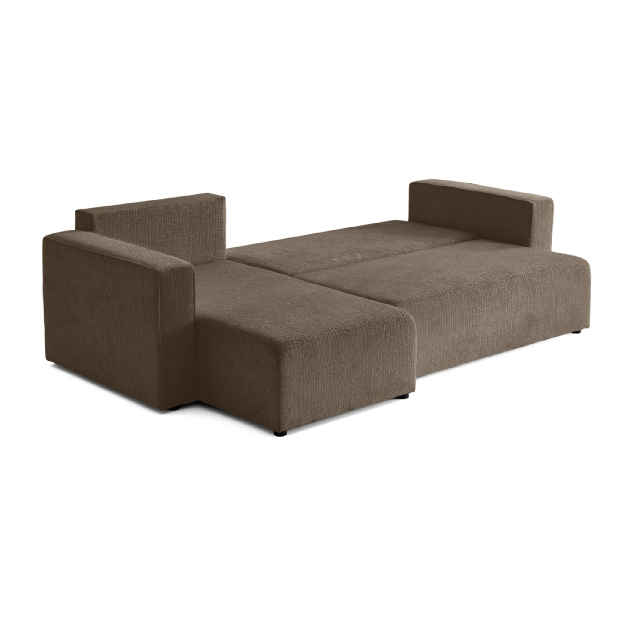 Topaze - canapé d'angle réversible - 4 places - convertible avec coffre - en tissu velours relief - Taupe