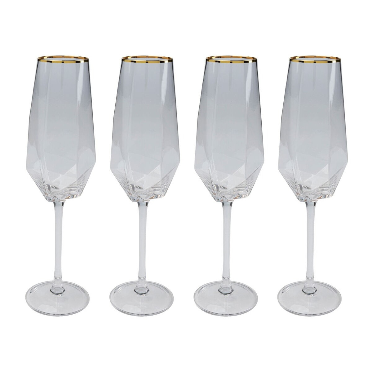 Flûtes à champagne Diamond doré set de 4 Kare Design