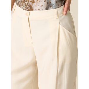 Oltre - Pantalones palazzo mezcla viscosa - Blanco