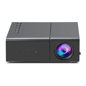 Mini proiettore LCD 1080 HD con telecomando 10 ANSI Lumens 10w. Duplicazione dello schermo via cavo.