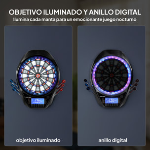 Diana Electrónica con 6 Dardos y 24 Puntas Blandas, Pantalla LED para 8 Jugadores, Diana de Dardos de Pared con 34 Juegos y 2235 Programas para Niños y Adultos, Fiestas y Familia