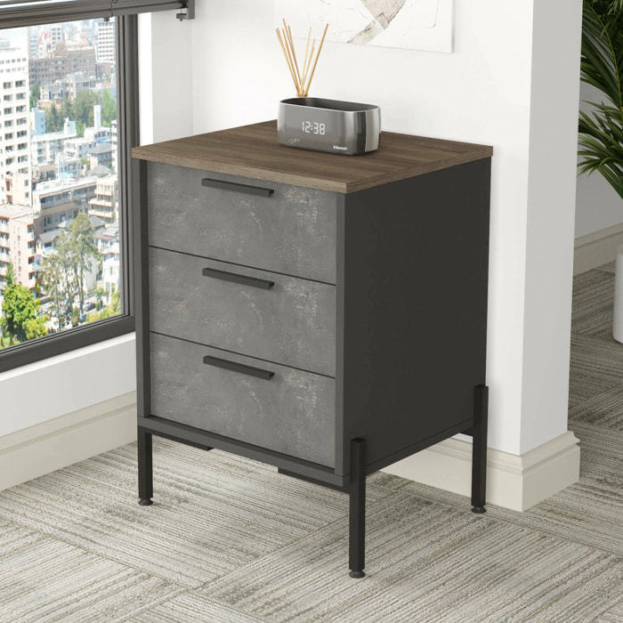 Credenza Butchoy, Buffet da soggiorno, Madia da salotto, Dispensa da cucina, 54x45 h70 cm, Marrone e Grigio