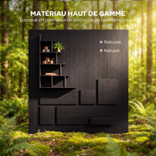 Étagère bibliothèque séparateur de pièce style industriel en escalier 5 étagères effet bois noir