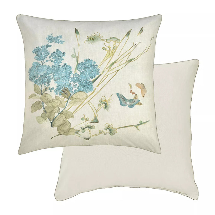 Taie d'oreiller pur coton lavé imprimé beige Caprices parchemin
