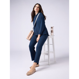 Oltre - Joggers soft touch con coulisse - Blu