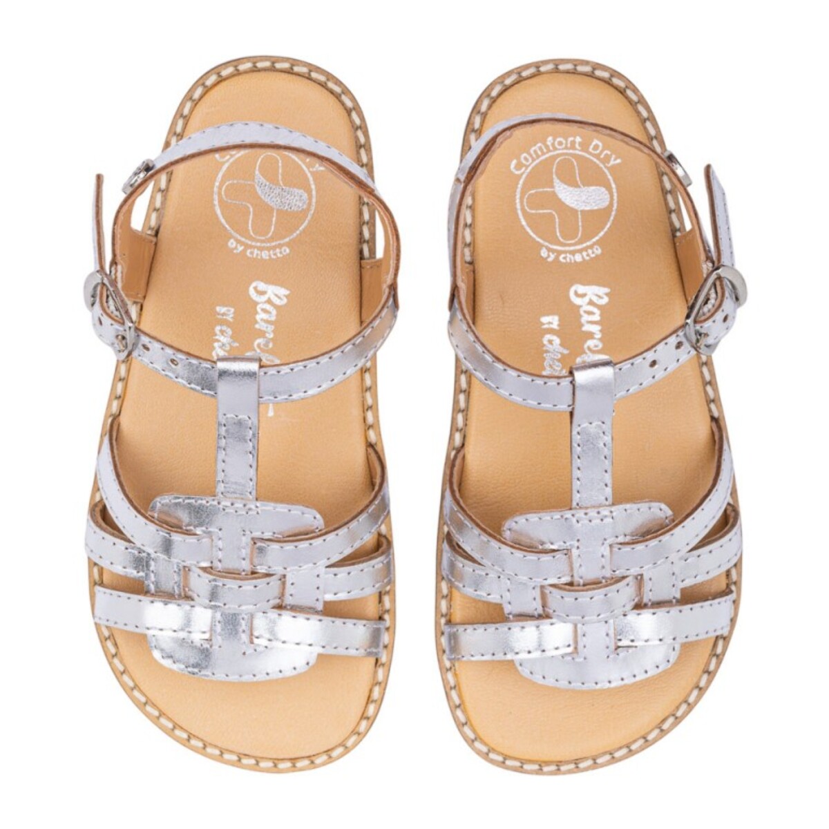 SANDALIA BAREFOOT PIEL CHETTO PLATA