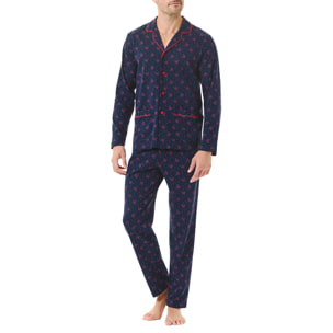 Pijama largo azul marino