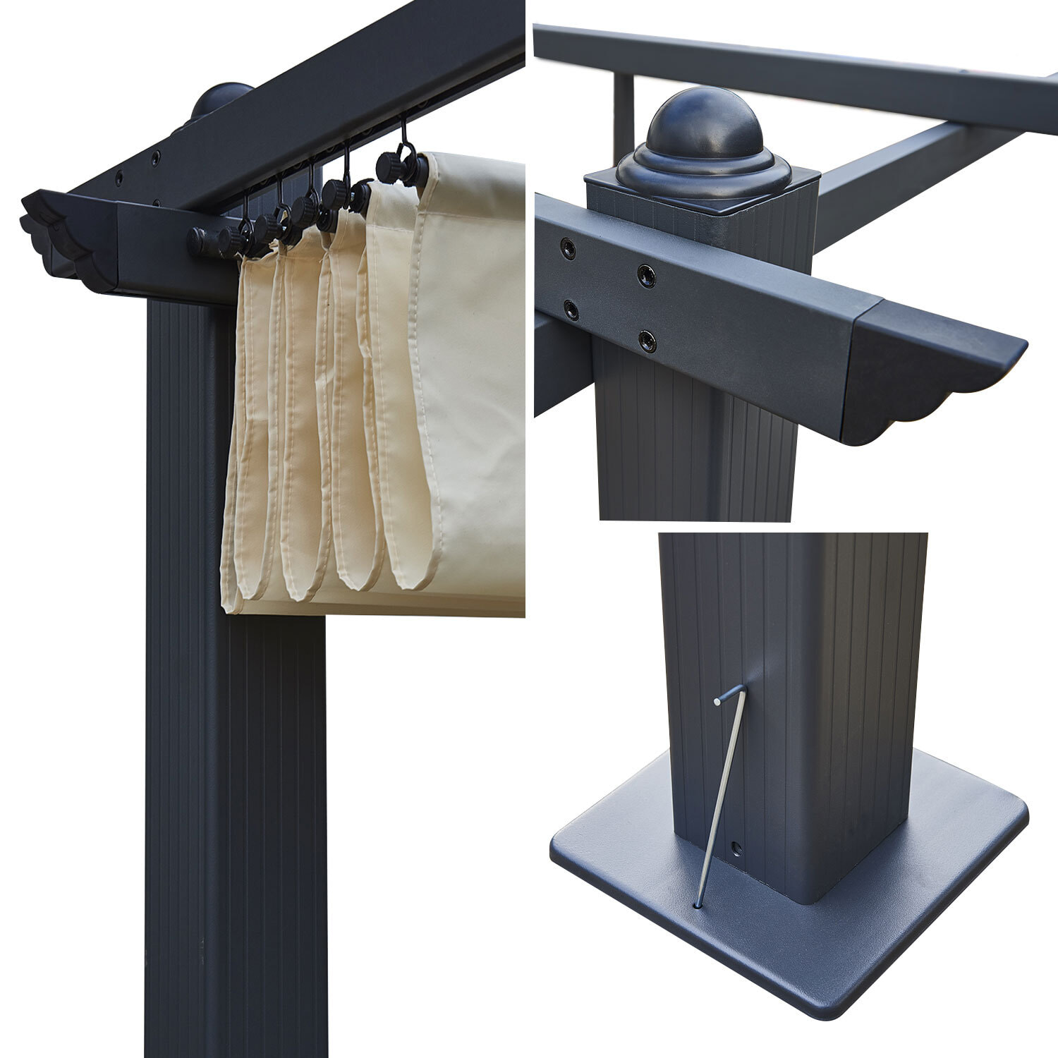 Pergola autoportante 3 × 4m CASSIS beige - structure aluminium