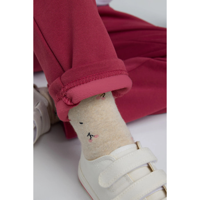 Chándal deportivo de niña afelpado chaqueta y pantalón recto rosa