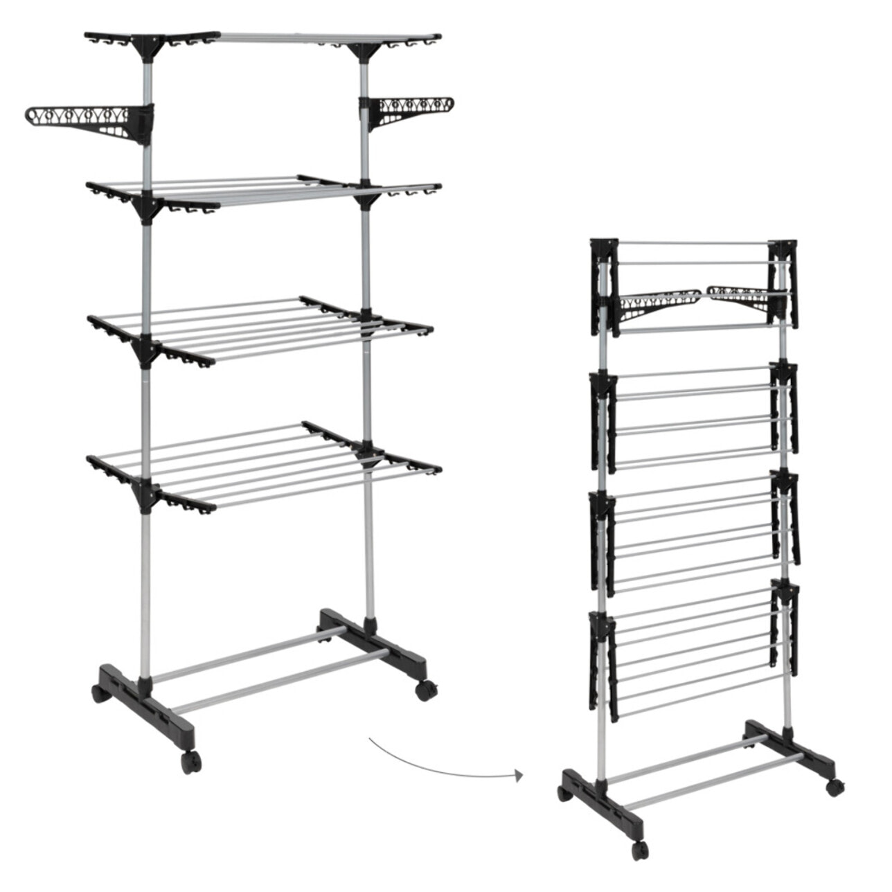 Séchoir Néo noir 4 niveaux - 24m d'étendage