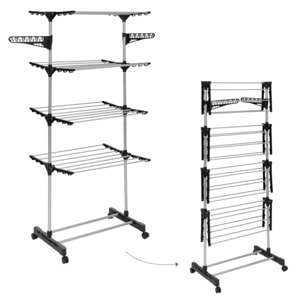 Séchoir Néo noir 4 niveaux - 24m d'étendage