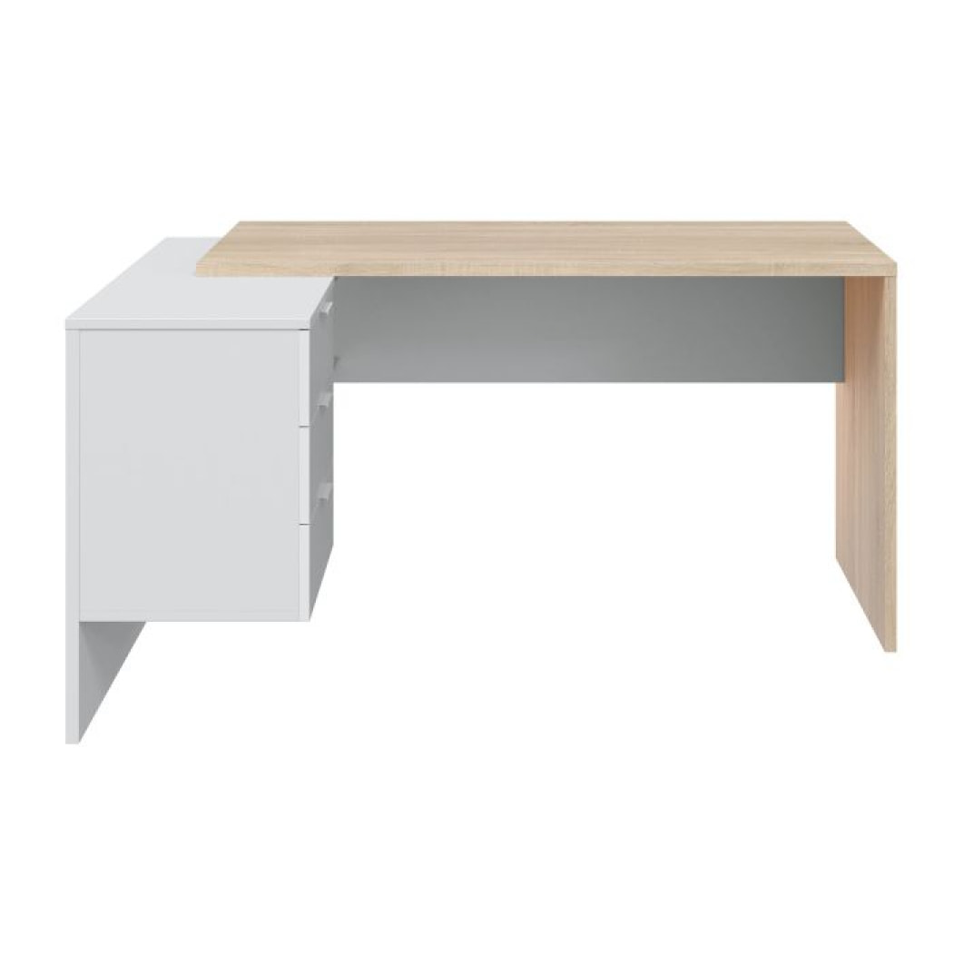 Mesa de escritorio Office Buc Blanco Artik (Blanco Mate) - Roble Canadian