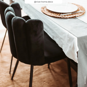 Lot de 2 chaises en velours noir et pieds en métal noir - Rosy