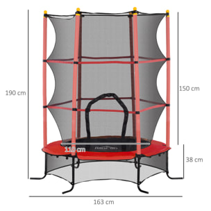 Cama Elástica Infantil Ø163x190 cm Trampolín para Niños de +3 Años con Red de Seguridad y Marco de Acero Carga 50 kg para Interior y Exterior