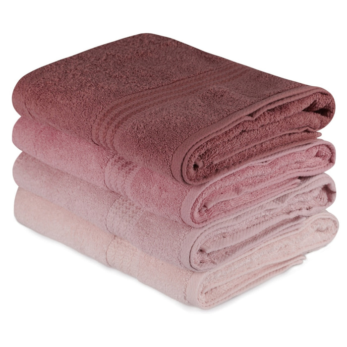 Juego de toallas de baño (4 piezas) polvo, rosa, rosa polvorienta, rosa claro