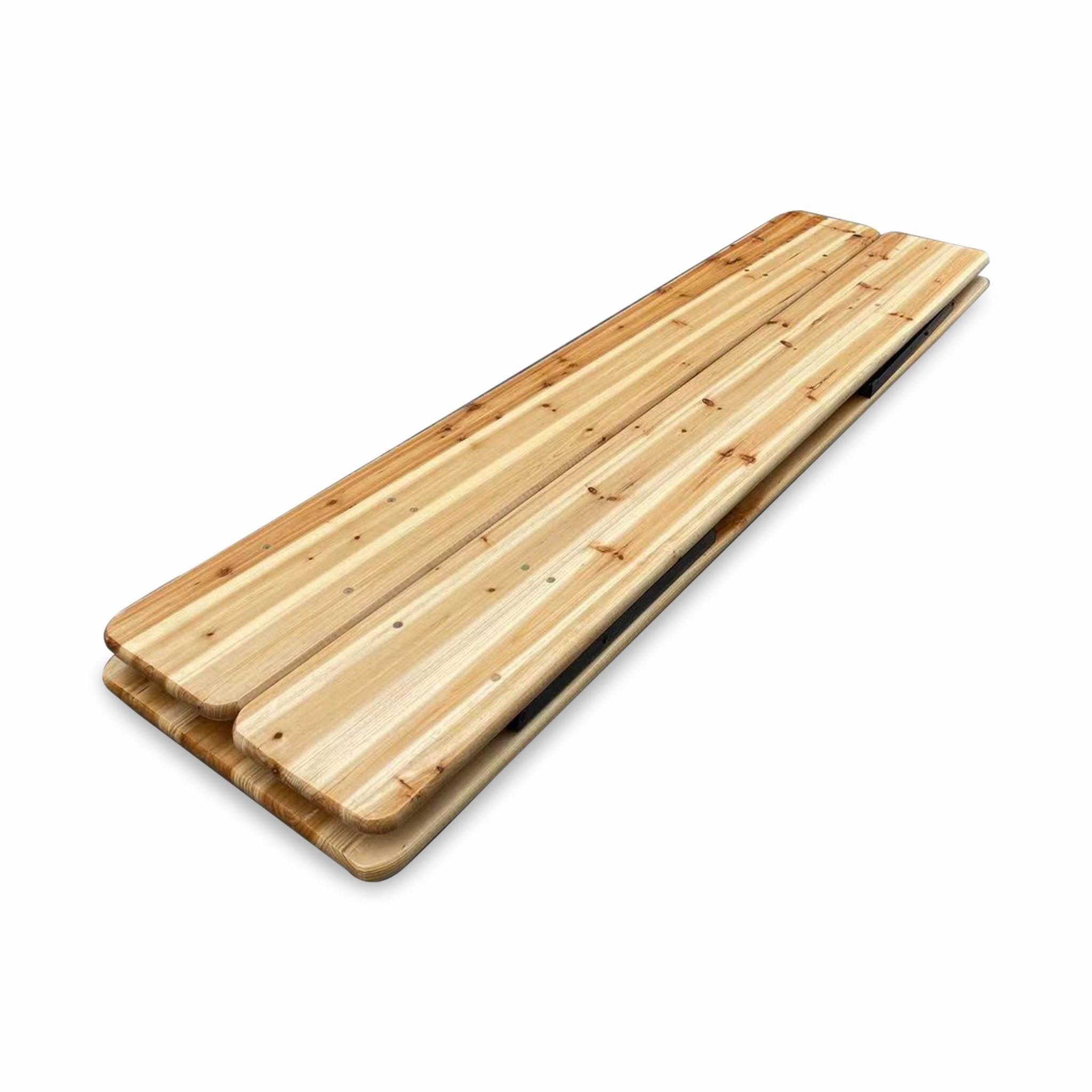 Table de jardin pliante bois de sapin + 2 bancs BAYONNE – Esprit brasserie. pliable. 6 personnes