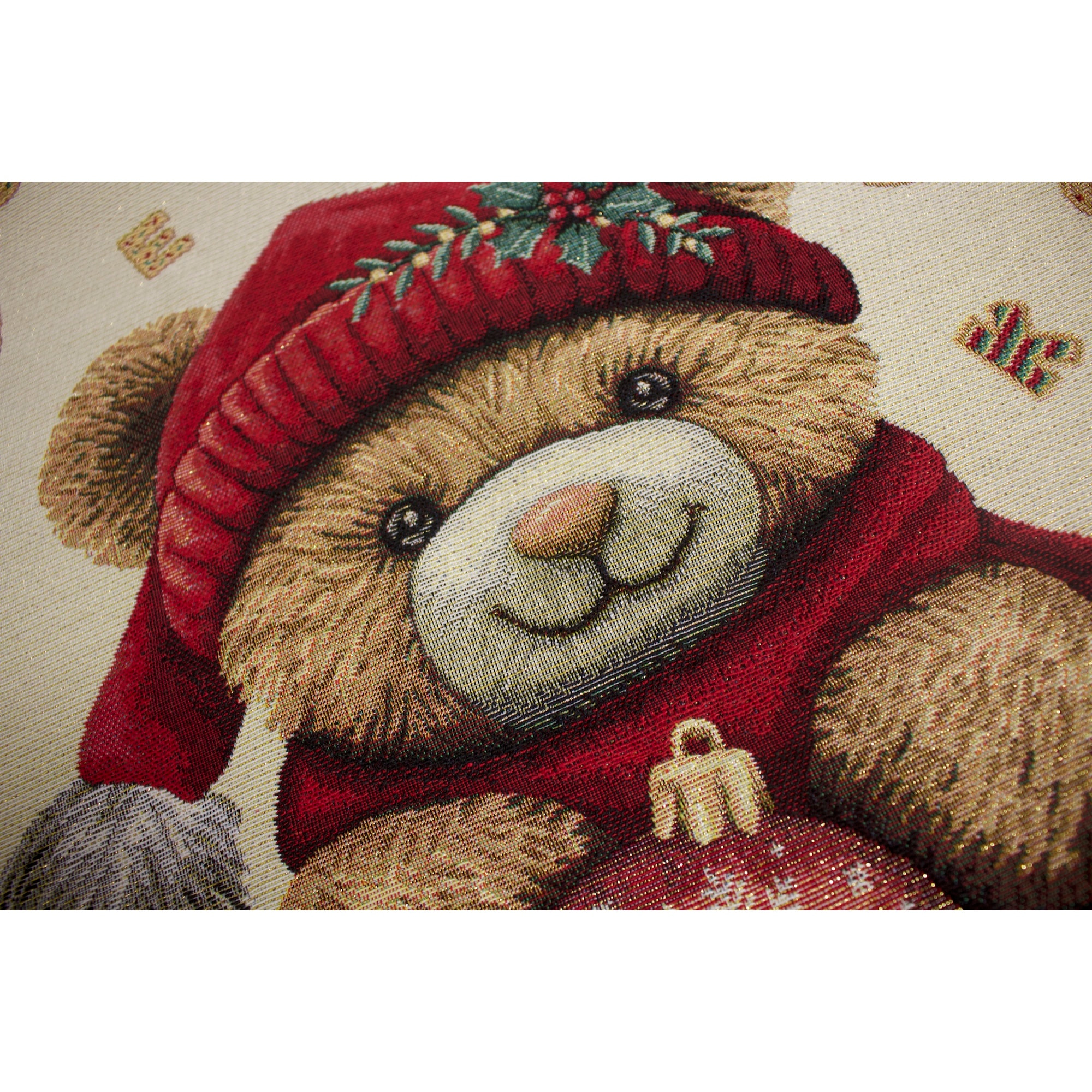 COPPIA CUSCINI ARREDO JACQUARD SFODERABILI 43X43 CM DISEGNO ORSACCHIOTTO